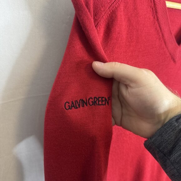 Galvin Green V-Neck Sweater Men’s M Red 50% Wool 50% Acrylic Golf Knit Pullover - Picture 4 of 6
